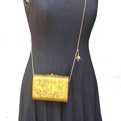 Aston purse - Hand painted wood veneer purse lined with hand-made paper