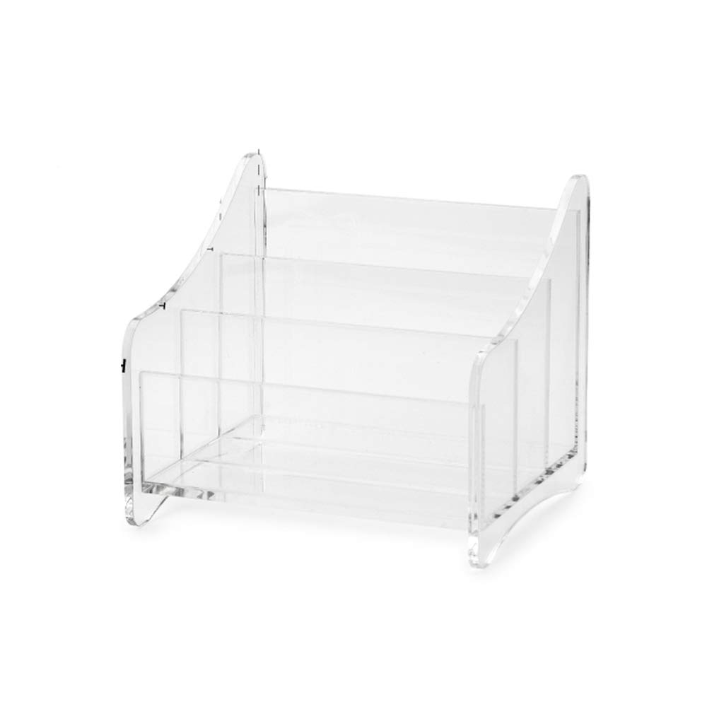 Vassoio organizer for trucco in acrilico trasparente, scatola portaoggetti for vetrina cosmetica a 3 spazi, for rossetto, pennelli for trucco e prodotti for la cura della pelle, Trasparente/8813