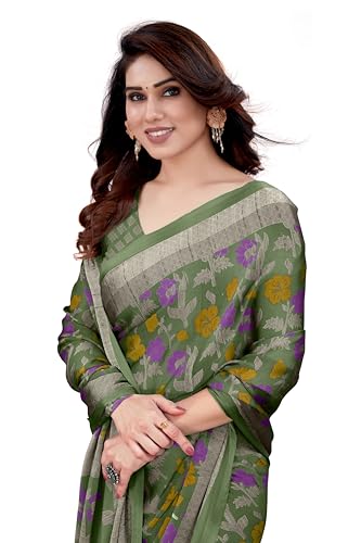 Image of MIRCHI FASHION Saree for Woman Chiffon Floral Printed | Lightweight Daily Wear Women's Sari with Unstitched Blouse Piece (Available in 20 Colors)