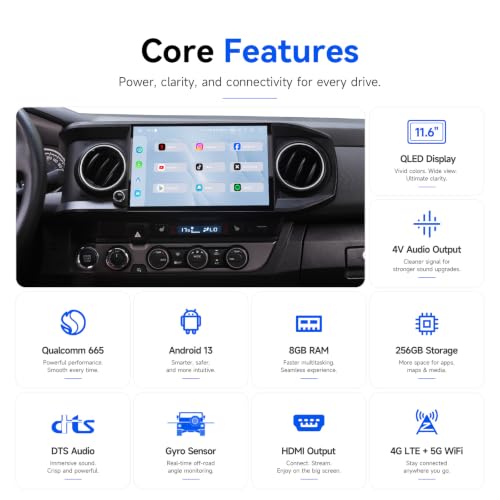 Dasaita 11.6" Head Unit for Toyota Tacoma 2016-2023, Snapdragon 665 Stereo - image 7
