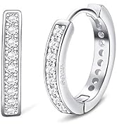 Sllaiss 925 Sterling Silver Cartilage Hoop Earrings White Gold Plated Small Huggie Hoop Earrings ...