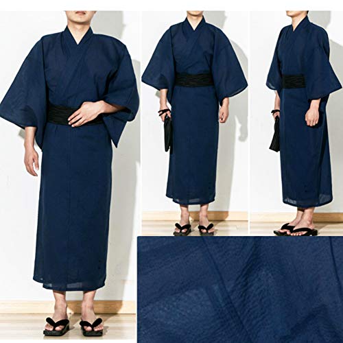 FANCY PUMPKIN Jinbei Men's Yukata Kimono Japanese Robe Pajamas【Blue/Size M】2