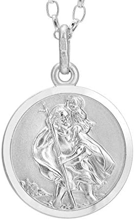 Sterling Silver St Christopher Pendant Necklace with 18" Chain and Jewellery Gift Box