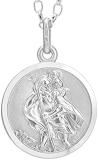 Sterling Silver St Christopher Pendant Necklace with 18" Chain and Jewellery Gift Box