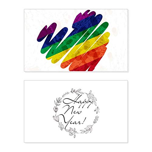 Tarjeta de felicitación de año nuevo LGBT con corazón para celebrar el amor inclusivo