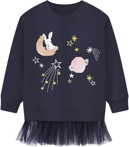 CM-Kid Hase Pailletten Mädchen Sweatshirt Dunkelgrau Gr.98