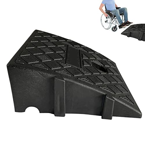 Curb Ramp, Door Step Ramp 7cm High Mobility Scooter Ramps, Heavy Duty Mobility Threshold Ramps, Portable Lightweight Heavy DutyPlastic Threshold Ramp, Wheelchairs, Skateboard, Disabled Chair, Black