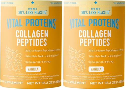 Image of Vital Proteins Collagen Peptides Powder - Grass Fed Collagen Peptides for Hair, Nail, Skin, Bone & Joint Health, Vanilla, 23.2 Ounces (Pack of 2)