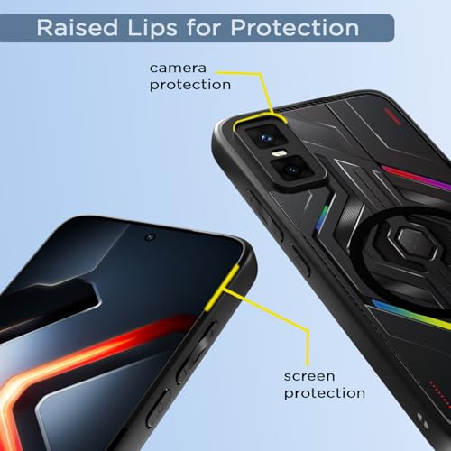 Image of Amazon Basics TPU+PC Back Cover for Infinix GT 30 Pro 5G Compatible with Mag-Safe | Shockproof Design | Hard Transparent Back Case (Black Mag-Safe)