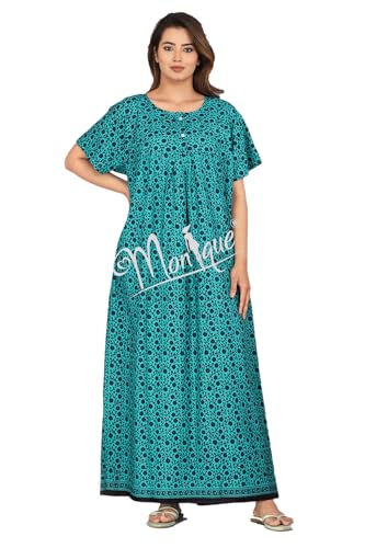 Image of Monique Brand 100% Pure Cotton Nighty for Woman | Floral Gown for Women Night Wear | Cotton Nighty for Women Stylish | Maxi for Women Cotton