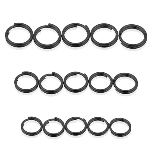 Titanium Key Ring 10/12/15mm Jump Rings Small Black Keychain Rings for Necklaces Keys Jewelry Attachment(15Pcs)