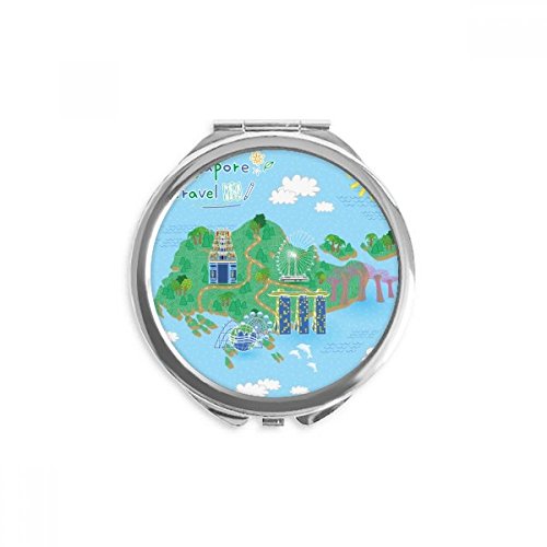 Espejo de bolsillo con mapa de Singapur ideal para llevar en el bolso de viaje