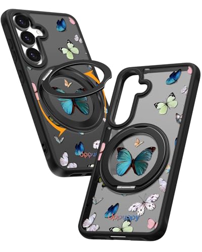 Coque Samsung S25 antichoc à anneau rotatif 360 et dos semi-transparent