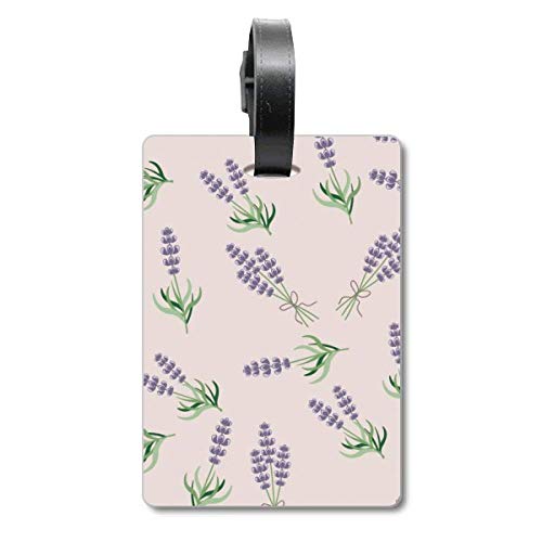 Étiquette bagage motif lavande bleu pour valises de vacances et sacs