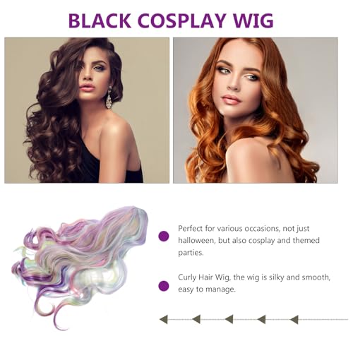 Postiche bob courte bouclée multicolore perruque cosplay femmes - 3