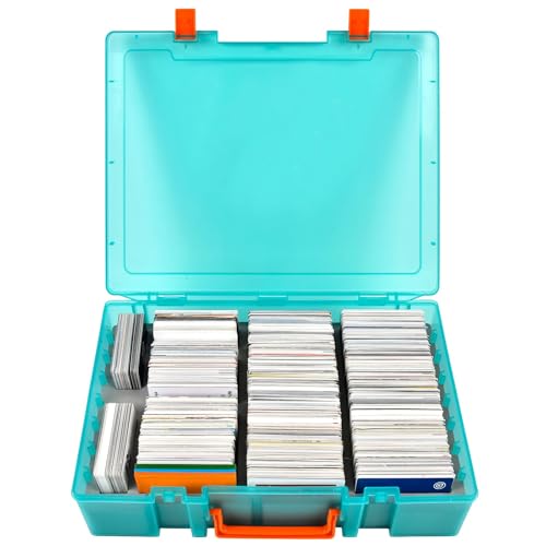 casmilee 2200+ Karten Aufbewahrungsbox für Trading Cards, Deck Boxen mit Trennwänden für Cards Against Humanity C.A.H/für Magic The Gathering MTG/für TCG YuGiOh Sports Card & Expansions - (Cyan)