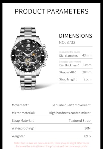 Image of OLEVS Mens Watches Chronograph Luxury Dress Moon Phase Two Tone Stainless Steel Waterproof Luminous Business Calendar Wrist Watch