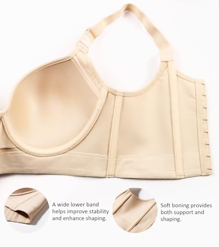 DotVol Women's Push Up Full Coverage Underwire Support Everyday T-Shirt Bra Hide Back Fat4