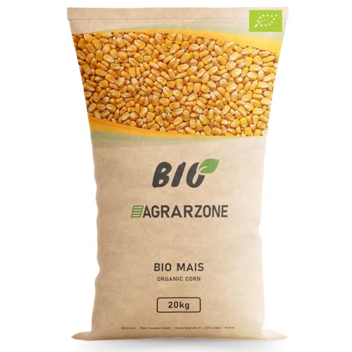 Agrarzone Maïs bio - 20 kg - Pour volaille, rongeurs et gibier - Grains de maïs entiers nettoyés - Maïs fourragère bio pour poules, canards, oies et pigeons d'Autriche - Sans OGM