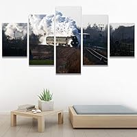 SIGNWIN 5 Panel Canvas Wall Art Modern Art Cars Edgy Industrial Mixed Media Multicolor Transportation for Home Decorations Ready to Hang - 60