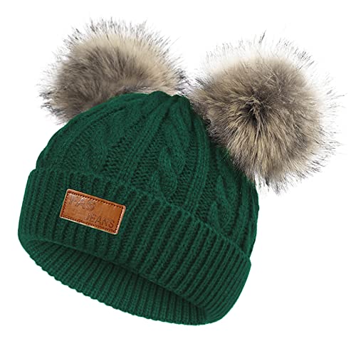 Image of American Trends Baby Beanie Hat Double Pom Pom Toddler Beanies Knit Infant Winter Hat Caps for Boys Girls