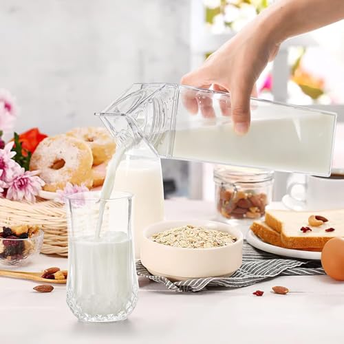 Image of 1000ML Milk Carton Water Bottle, Clear Plastic Milk Box Portable Leakproof Square Juice Bottle for Outdoor Sports Travel Camping (1Pcs)