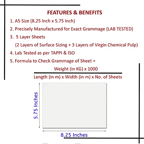 Image of PG Creations A5 Size, 50 Sheets, Ivory Sheets for Drawing, 225 GSM Smooth Finish Cardstock, Ideal for Sketching, Mandalas, & DIY Crafts, Half Size of A4, 5.75x8.25 Inch, White