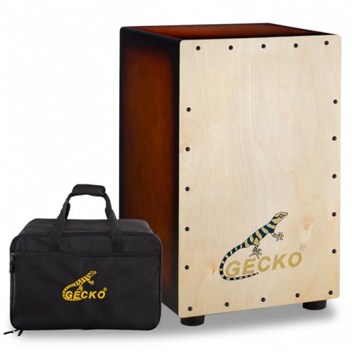 GECKO Cajon BOX Drum-Wooden Percussion Box, with Internal Adjustable Guitar Strings