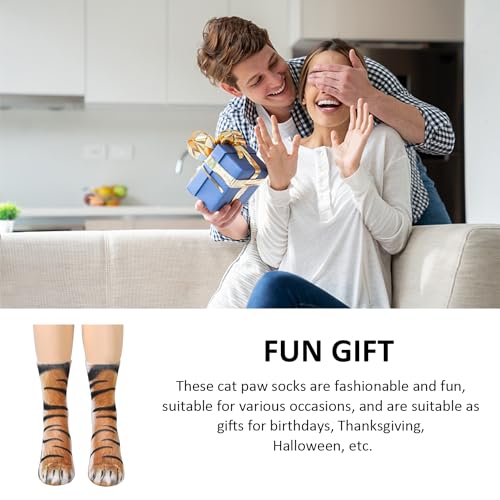 NyxSeat 2 Paar Pfotensocken, Tierpfotensocken, 3D-Mustersocken, Paar Tierpfotensocken, Heimsocken, bedruckte Pfoten-Crew-Socken, Unisex-Tiersocken.