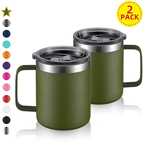 12oz Stainless Steel Insulated Coffee Mug with Handle, Double Wall Vacuum Tumbler Cup