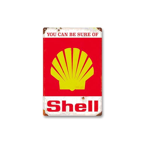 DWUENT Póster de metal vintage de Williams F1 - Arte de pared retro de Fórmula 1 con conchas amarillas y fondo rojo (20 x 30 cm)