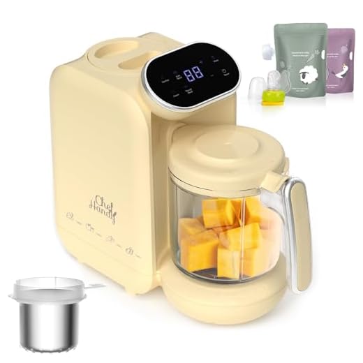 Cuocipappa Multifunzione, SOmogeneizzatore Per Neonati, Cuocipappa Multifunzione 5 in 1, Cuocivapore, Frullatore, Grande Capacità per i Bambini, Cottura a Vapore Delicata, Giallo