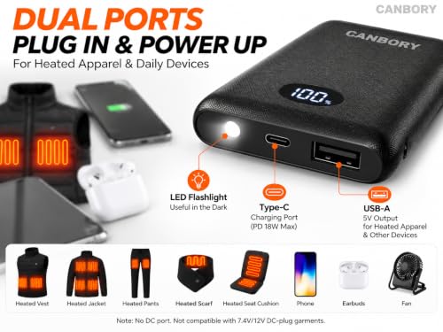 CANBORY 5V 2A Power Bank for Heated Vest, Jacket, Stadium Seats, Chair - image 7