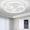 FTZVRD Ceiling Fans with Lights, Flush Mount Ceiling Fan with Lights and Remote, 6 Wind Speeds Low Profile Smart Ceiling Fan for Bedroom, Kids Room, Kitchen and Small Room 20"