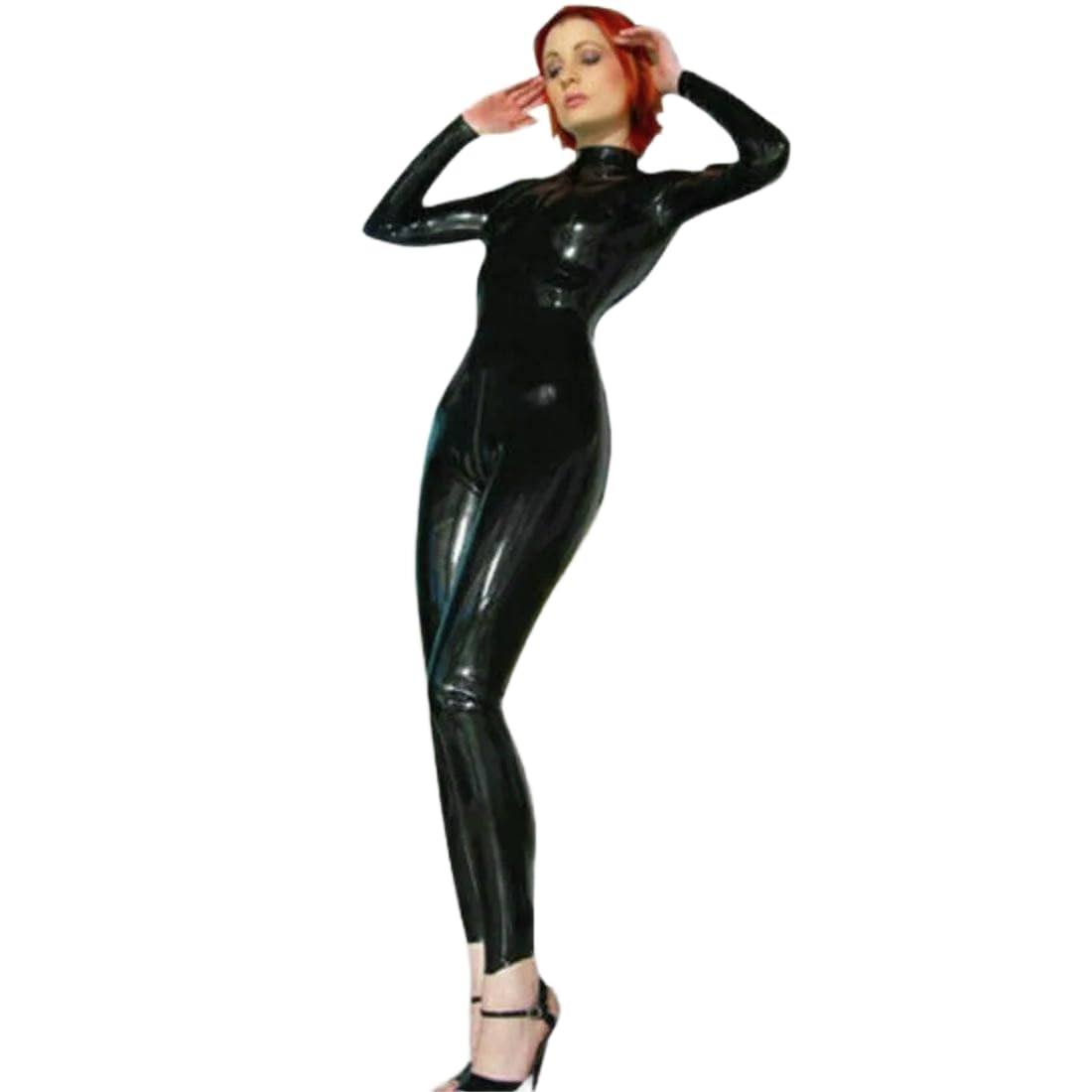 QIANGYTHENKO Woman 100% Latex Rubber Suit Black Cosplay Maske Catsuit Party 0,4mm XXS-7XL Masquerade Fetish