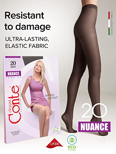 Image of Conte Control Top Tension Sheer Pantyhose Tights with Silky Matte Effect Nuance 20 Den