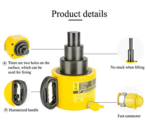 Image of NEWTRY 100 ton Hydraulic Ram Jack Multi-Section Stoke 300mm(11.8inch) Short Type Protable Hydraulic Cylinder Industrial Lifting Jack, not for Car (100T)