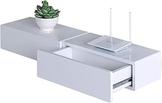 GLJ Schweberegale LJJL ścienny regał ścienny na noc, główna sypialnia salon 2 szuflady, półka narożna 17,7" × 17,9" × 15,1"