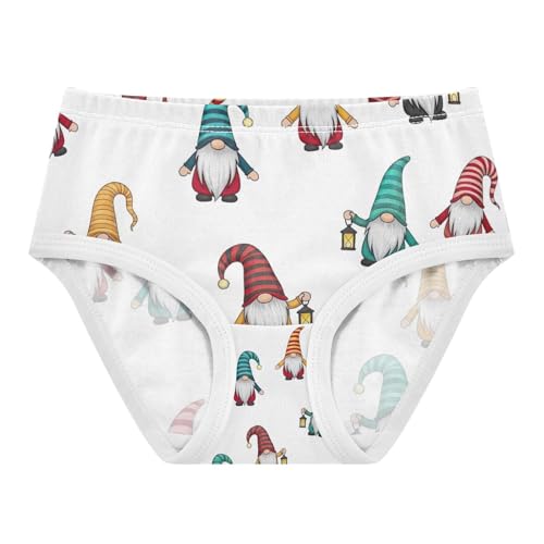 Whimsical Gnomes White Girl Underwear, Toddler Girl Panties, Girls' Cotton Brief Underwear, 2–8 Years