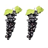 Racimos de uvas artificiales, 2 unidades, diseño duradero para eventos y decoración del hogar (negro)