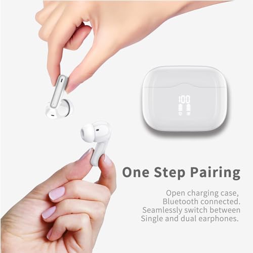 Miniatura 4 de Xinwld Auriculares Inalambricos, Auriculares Bluetooth 5.3 In Ear Con 4 Enc Mic, Pantalla Led Doble Cascos Inalambricos Hifi Estéreo, In-Ear Auriculares Deportivos Ip7 Impermeable, 40h, Usb-C, Blanco