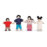 PlanToys Wooden Dollhouse Family- Mom, Dad, Son, and Daughter (7417) | Sustainably Made from...