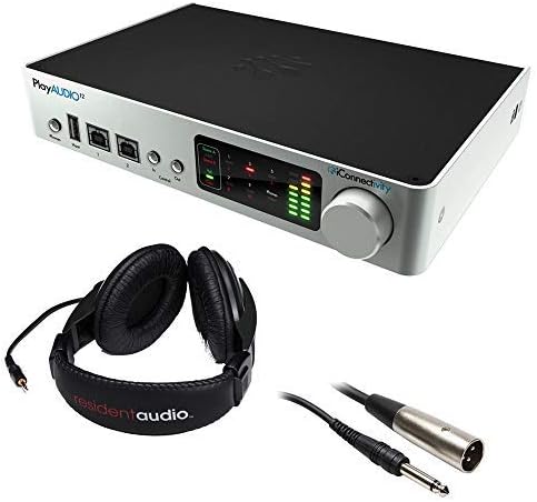 PlayAUDIO12 USB Audio and MIDI Interface with R100 Stereo Headphones (Black) & XLR-TRS Cable Bundle