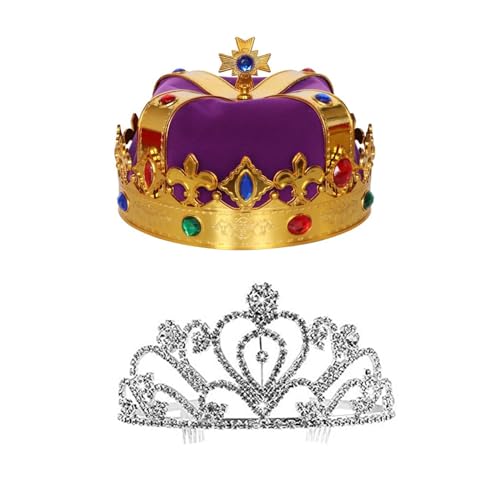 Lot de couronnes royales de roi et reine pour anniversaire et concours de beauté