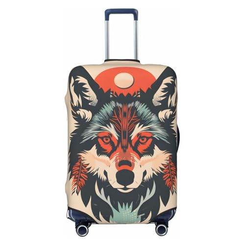 Retro Wolf Head Travel Luggage Cover Suitcase Protector Bag,Anti-Scratch Fits 18-32 Inch Luggage,Baggage Covers For Kid And Adult,Large