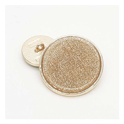 5 PCS Metal Round Shank Button Many Sizes Special Sparkling Buttons for Clothes Bags Decor Sewing Crafts (Golden, 23mm)