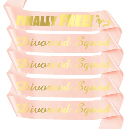 Finally Free! and Divorced Squad Sash (5 pc) Black Divorced Party Supplies Decorations for Finally Divorced Newly Unwed Single Women Funny Divorce Break Up Gift - Divorced Sash Divorced - Rose