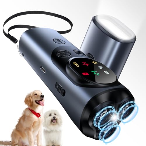 Queenmew Ahuyentador de Perros, Dispositivo Antiladridos para Perros Ultrasonidos de 2 Modos con Luz LED, Dispositivo Antiladridos Portátil de 30 Pies para Entrenamiento en Interiores y Exteriores