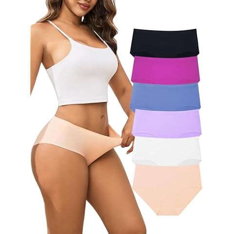 Bolivelan Women's Seamless Bikini Panties Mid Rise No Show Underwear with Cotton Crotch 6 Pack (7, Multicolor) Cover
