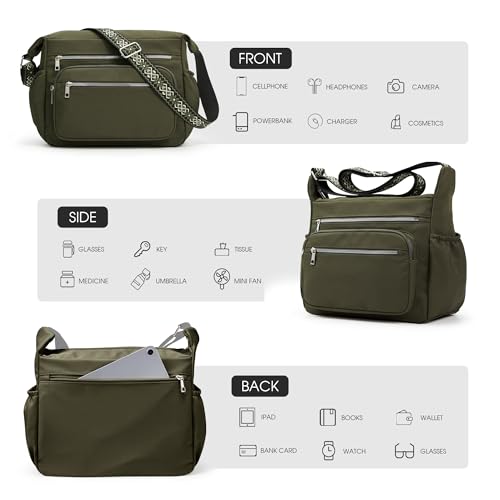 Image of Crossbody Bag for Women, Large Lightweight Nylon Shoulder Purse for Travel | Trendy Crossbody Purse with Roomy Multi-Pocket Design, Large Capacity, Waterproof for Everyday Use, Shopping, Work & Weekend